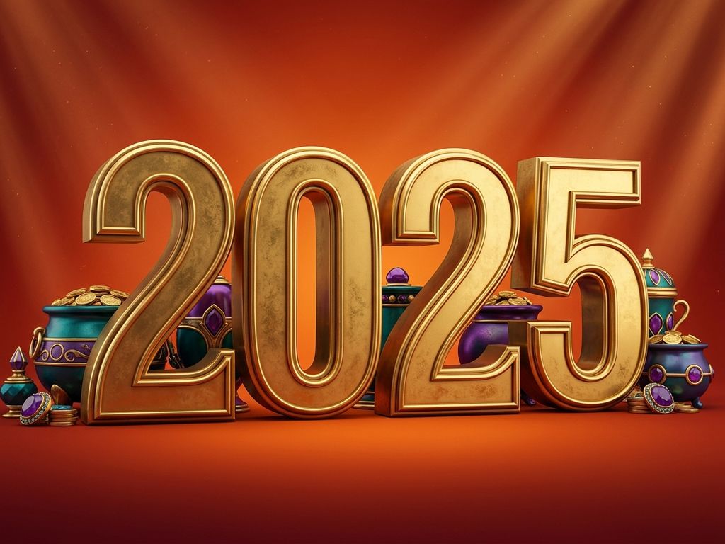Golden 3D numerals glowing against warm gradient backdrop